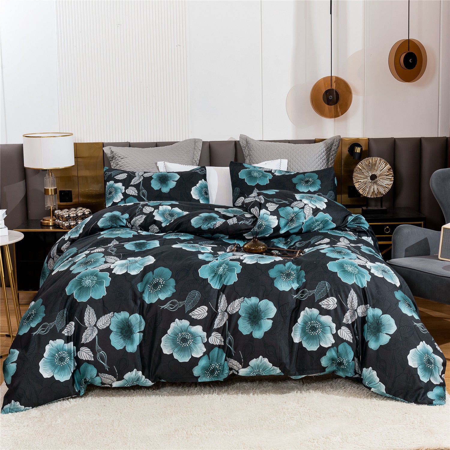 Printed Duvet Cover and Pillowcase Bedding Set - 3 Pieces - Calm Cloud Bedding